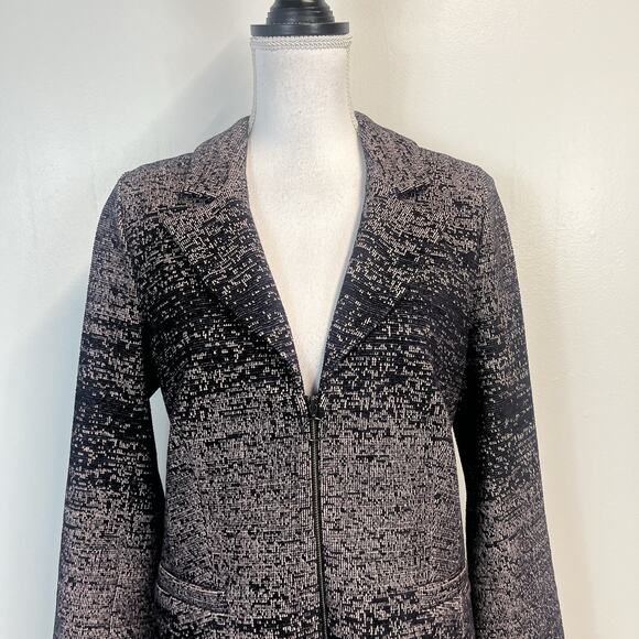 Donna Degnan Blazer Jacket Women's Size 10 Pink Navy Blue Zip Front Stretch - Picture 2 of 9